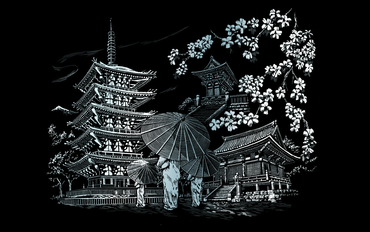 Гравюра Royal & Langnickel храм Киото (fam-12) серебристая основа