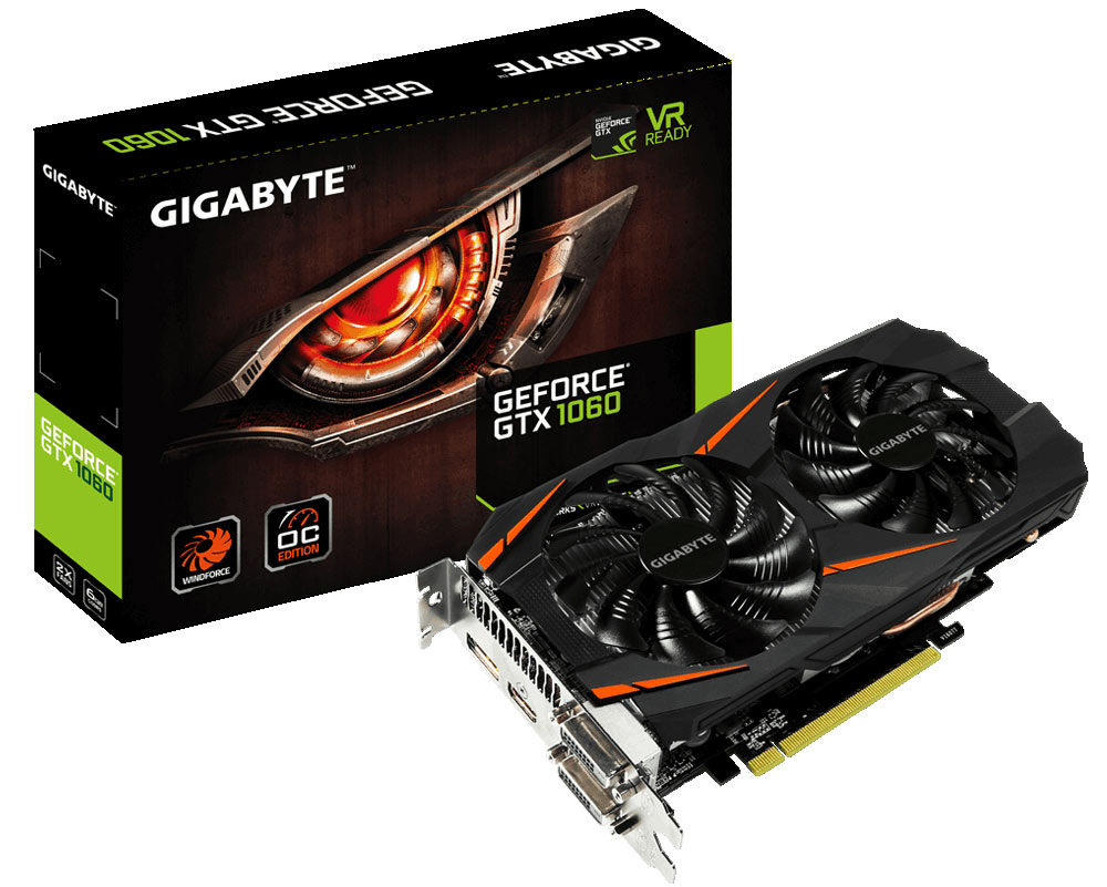 фото Видеокарта Gigabyte GeForce GTX 1060 Windforce OC 6GB, GV-N1060WF2OC-6GD