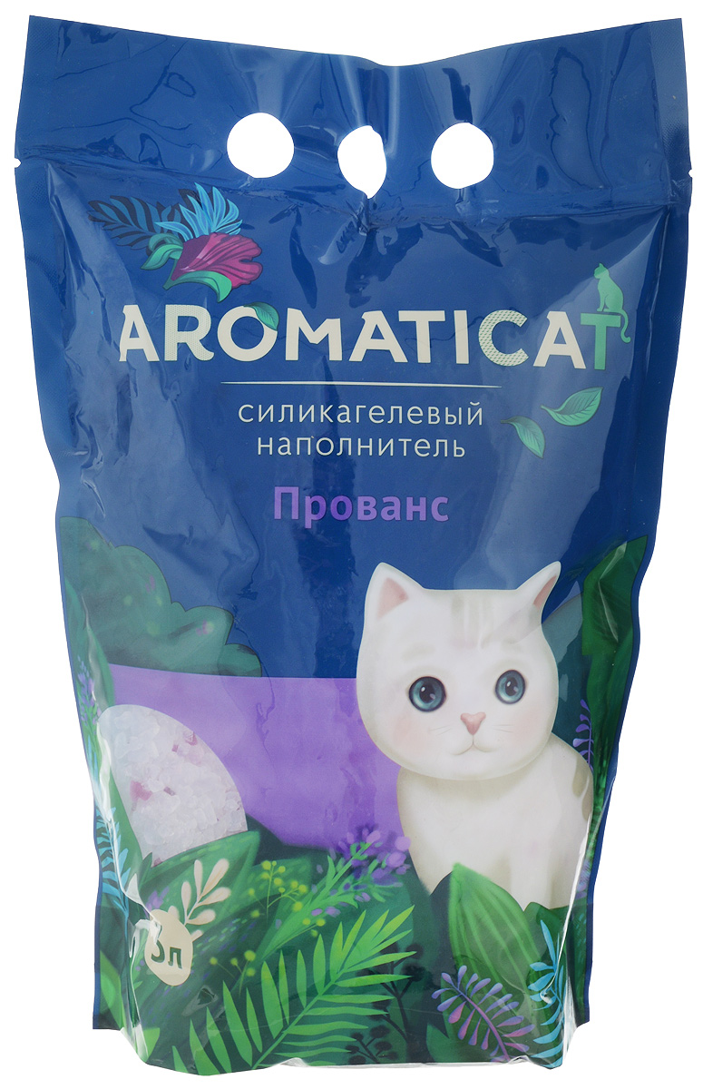 фото Наполнитель для кошачьего туалета Aromaticat "Прованс", силикагелевый, с ароматом лаванды, 3 л