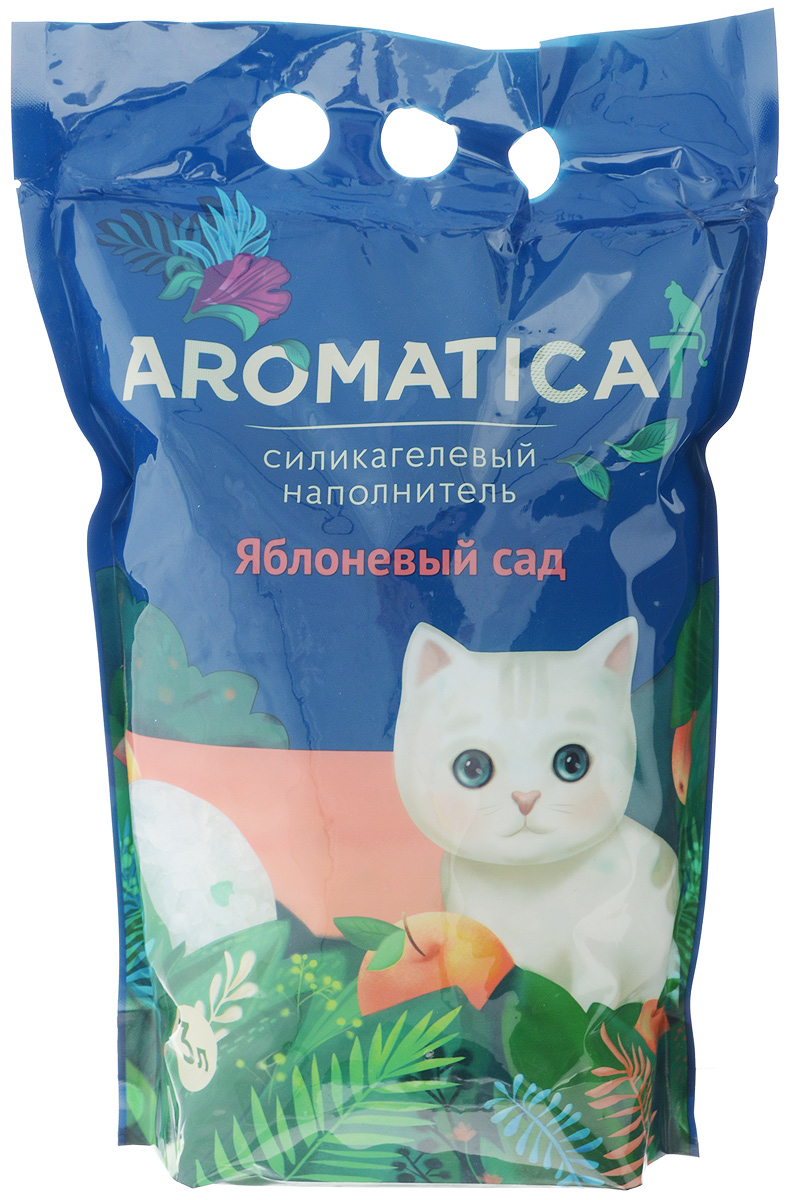 фото Наполнитель для кошачьего туалета Aromaticat "Яблоневый сад", силикагелевый, с ароматом яблока, 3 л