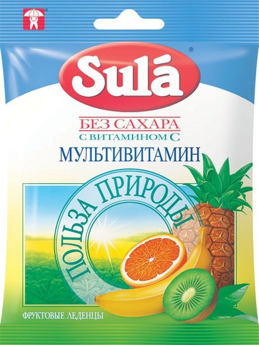 Sula Мультивитамин фруктовые леденцы, 60 г