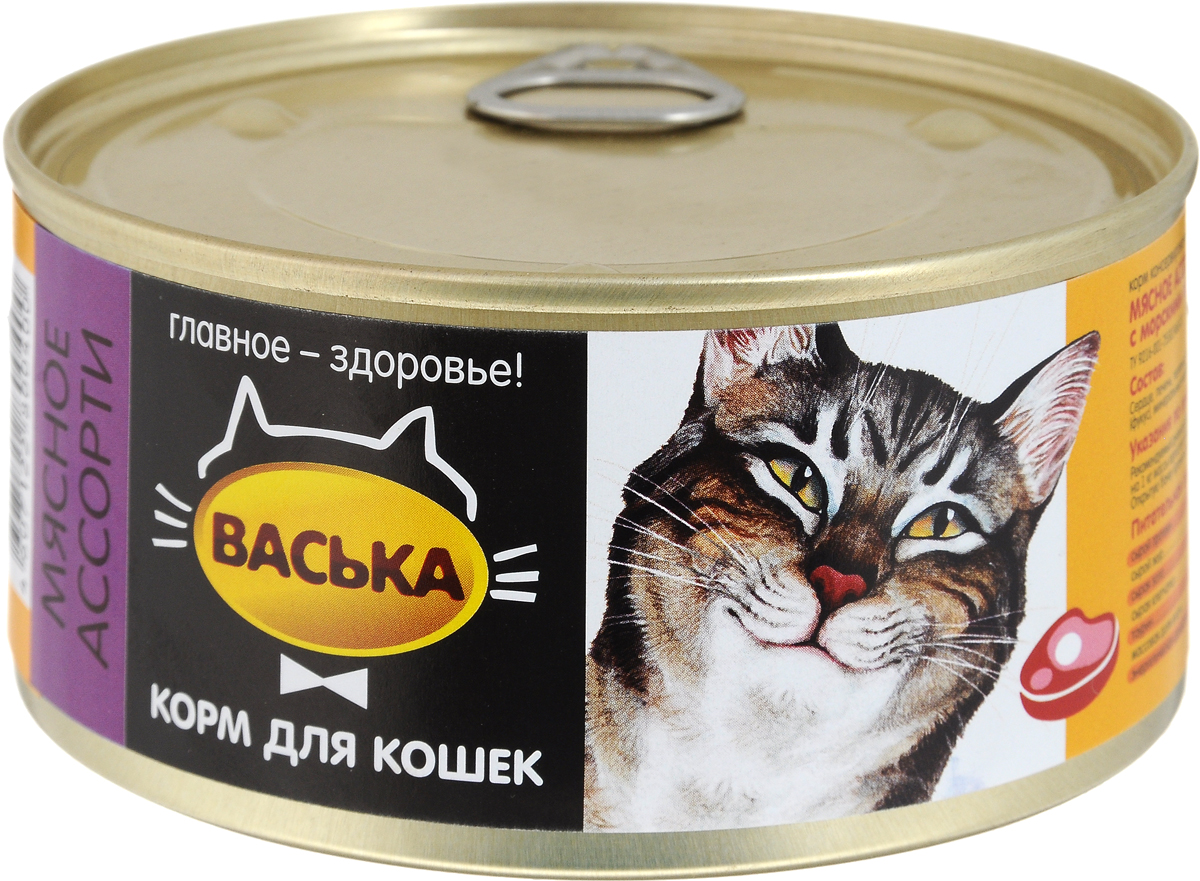 фото Консервы для кошек "Васька", мясное ассорти с морскими водорослями, 325 г