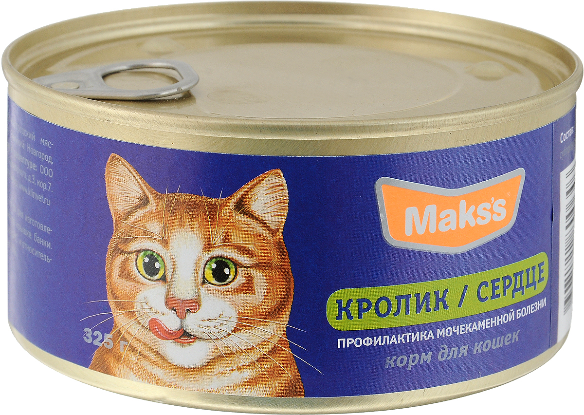 фото Консервы для кошек "Maks's", для профилактики мочекаменных болезней, кролик и сердце, 325 г