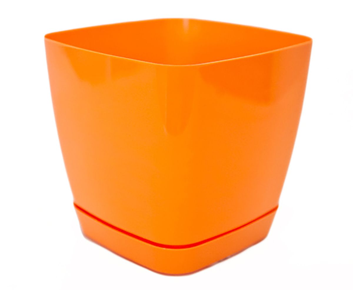 фото Горшок для цветов Form-Plastic "Тоскана", с поддоном, цвет: оранжевый, 3,7 л