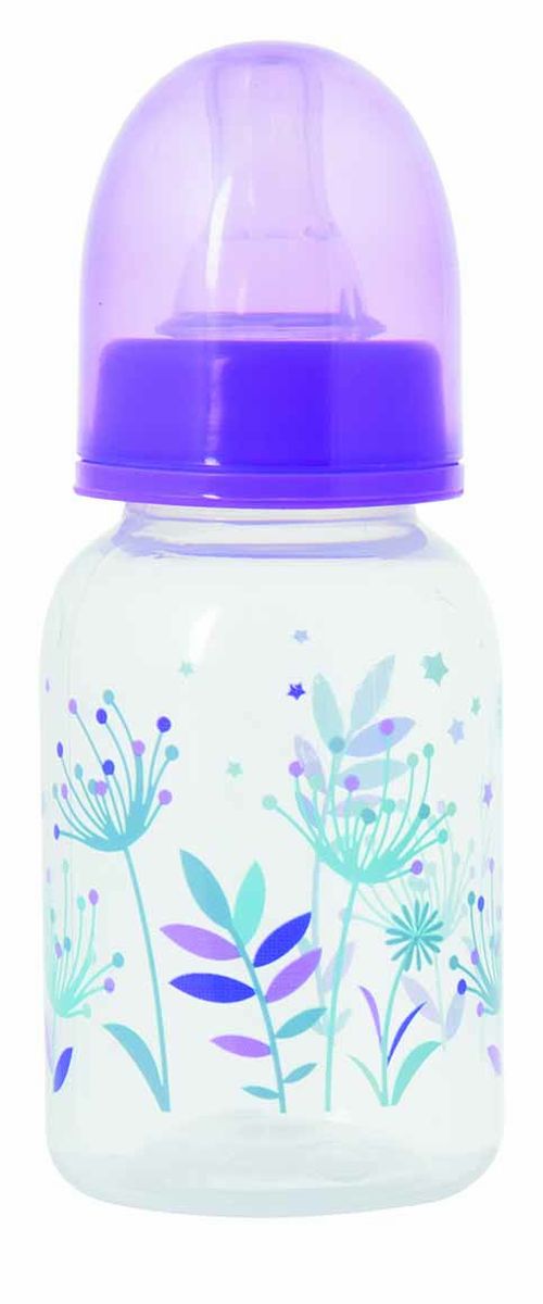 фото Мир Детства Бутылочка для кормления с силиконовой соской Травы цвет фиолетовый 125 мл
