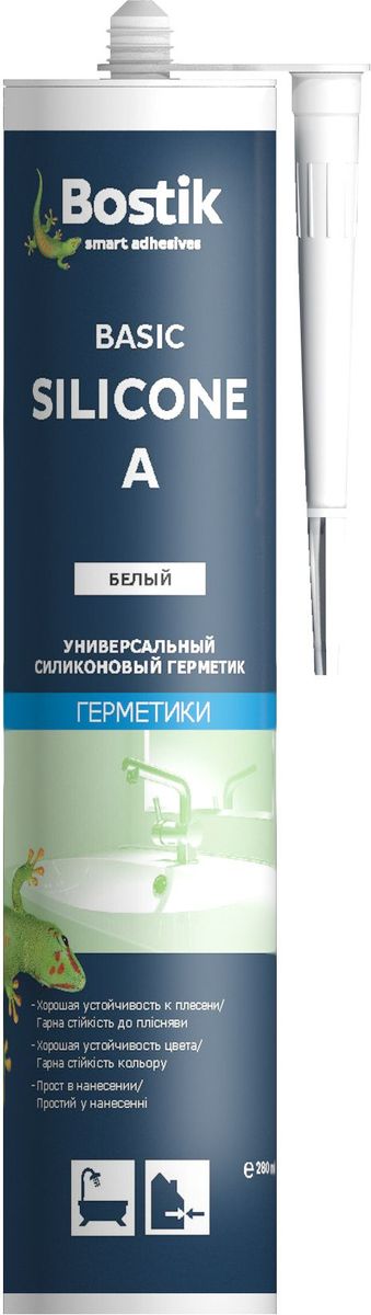 фото Герметик силиконовый Bostik "Basic Silicone A", универсальный, цвет: белый, 0,28 л