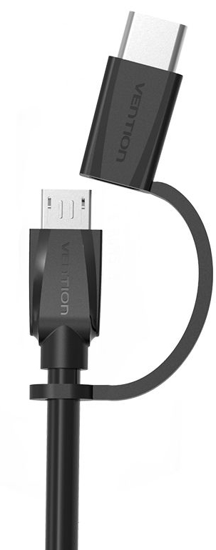 фото Vention Black Edition кабель microUSB/ USB 2.0 + USB Type C (0,5 м)