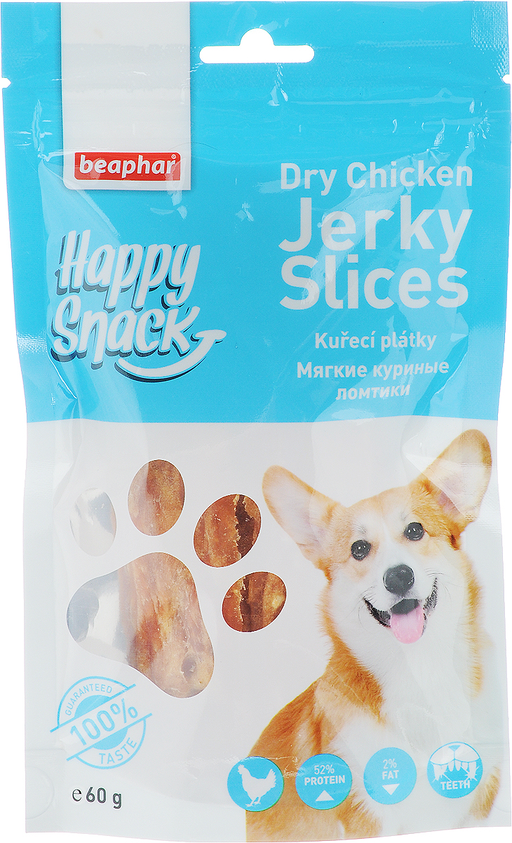 фото Лакомство для собак Beaphar "Happy Snack", мягкие куриные ломтики, 60 г