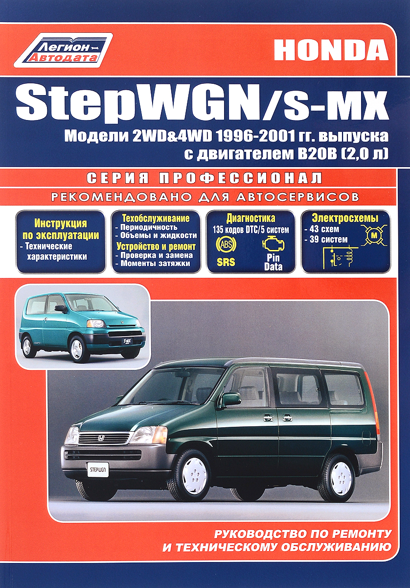 Honda StepWGN / S-MX. Модели 2WD & 4WD с 1996-2001 гг. выпуска. Устройство, техническое обслуживание и ремонт