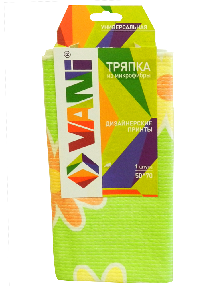 фото Тряпка VANI "Дизайнерские принты", супервпитывающая, цвет: салатовый, 50 х 70 см