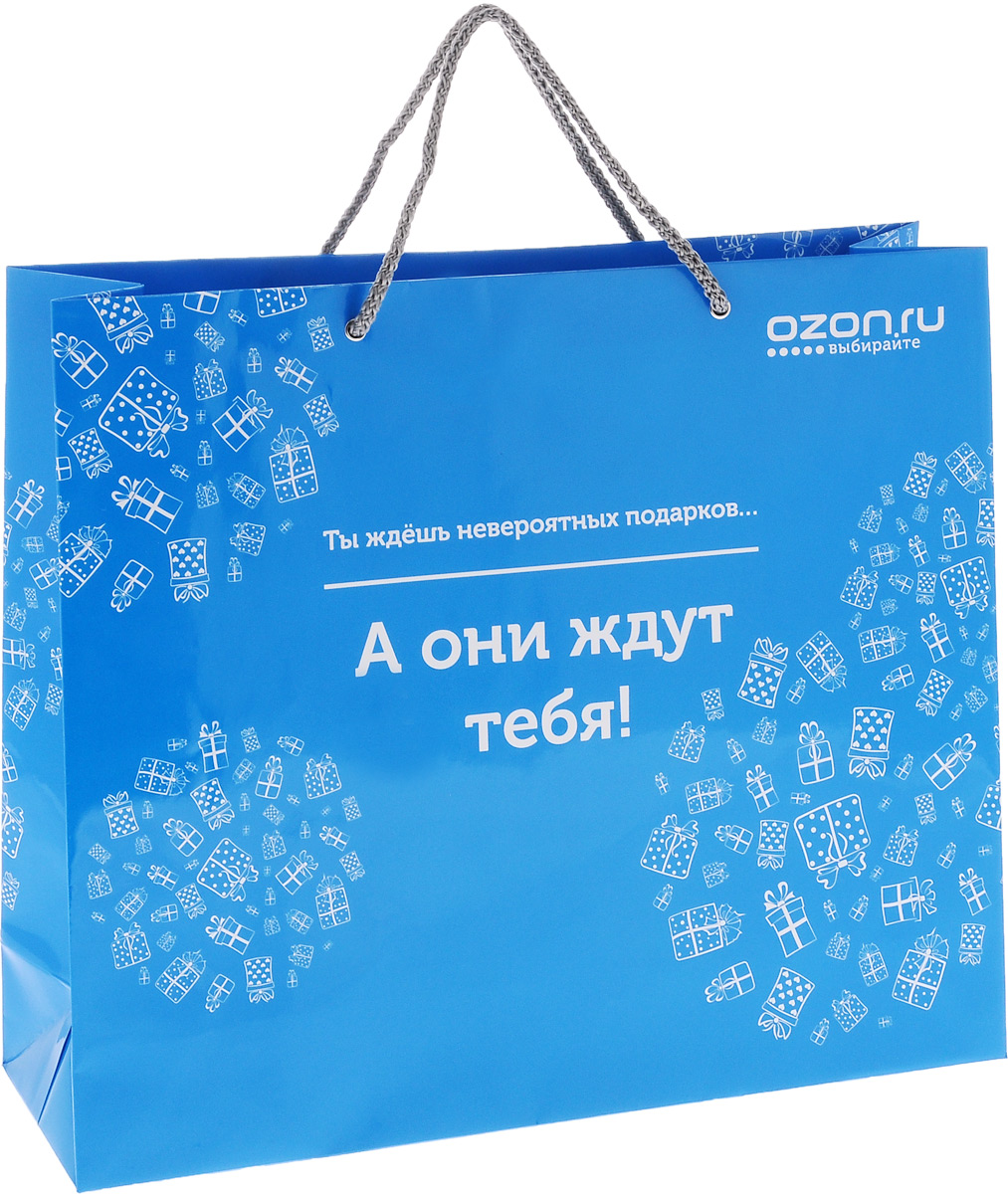 фото Пакет подарочный OZON.ru "Ты ждешь невероятных подарков... А они ждут тебя!", 36 х 31 х 10 см
