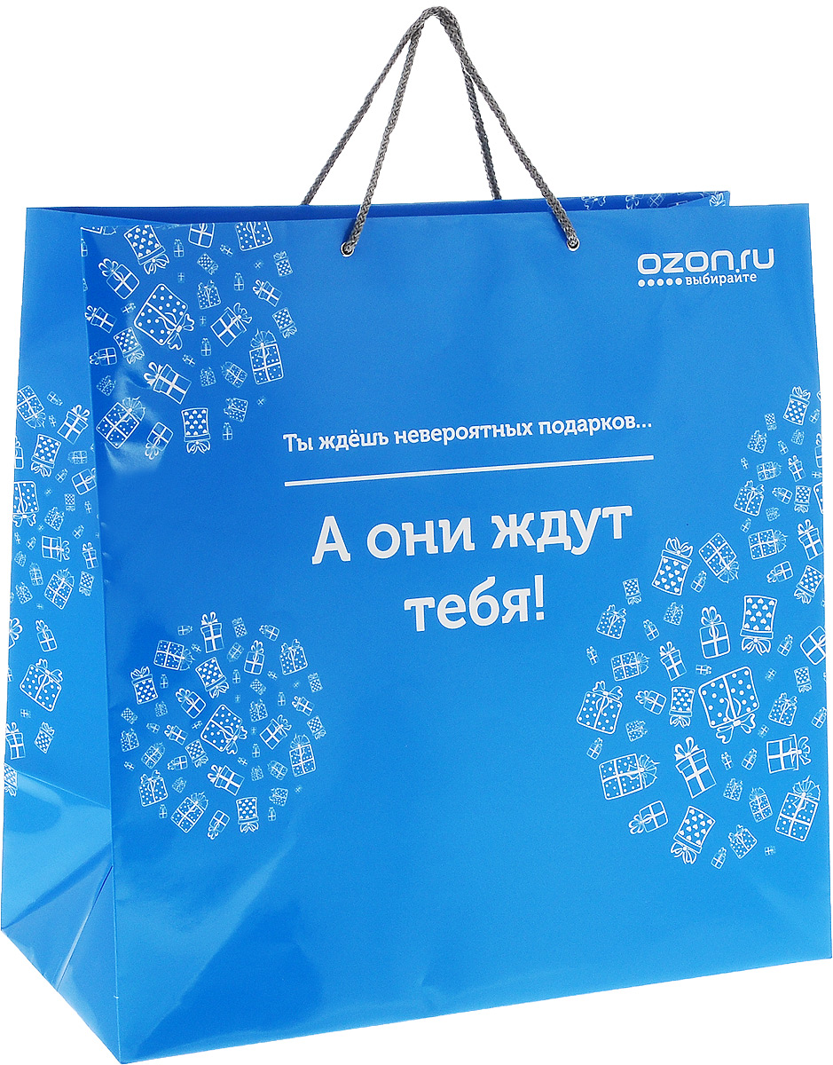 фото Пакет подарочный OZON.ru "Ты ждешь невероятных подарков... А они ждут тебя!", 45 х 45 х 22 см