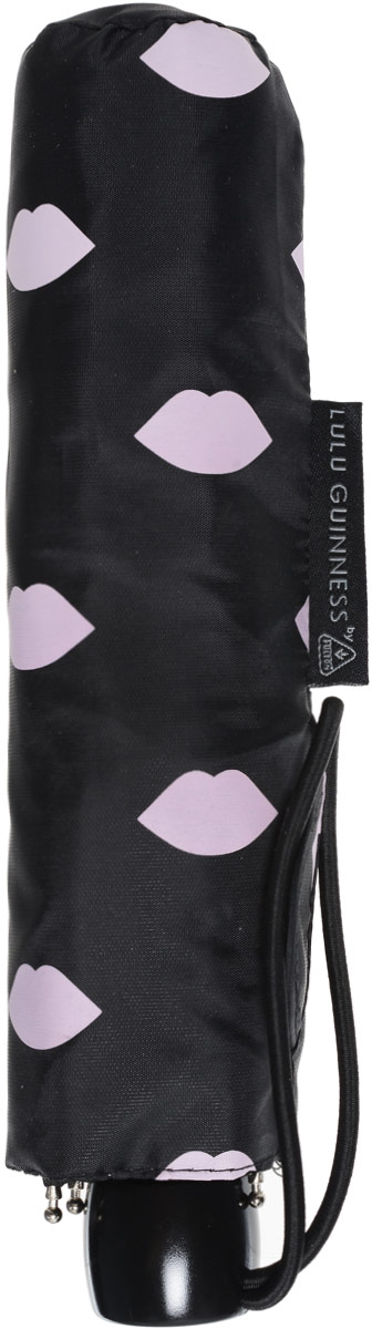 фото Зонт женский Lulu Guinness "Superslim", механический, 3 сложения, цвет: черный, бледно-розовый. L718-2875