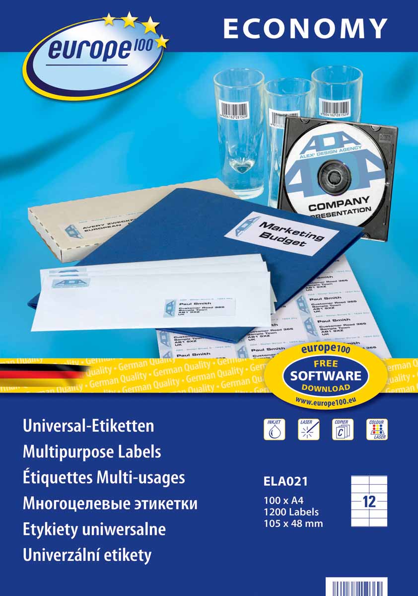 Avery Zweckform Этикетки самоклеящиеся Европа-100 105 х 48 мм 100 листов Avery Zweckform Этикетки самоклеящиеся Европа-100 105 х 48 мм 100 листов
