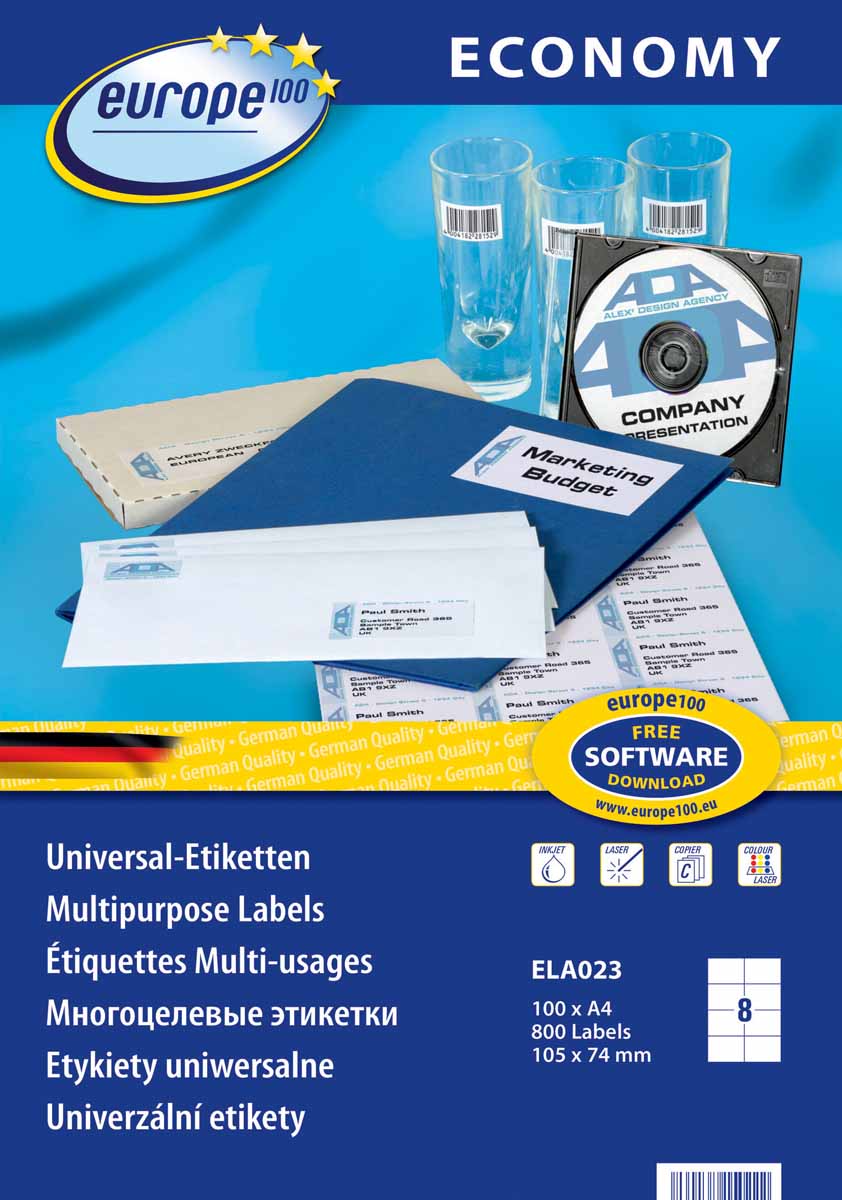 Avery Zweckform Этикетки самоклеящиеся Европа-100 105 х 74 мм 100 листов Avery Zweckform Этикетки самоклеящиеся Европа-100 105 х 74 мм 100 листов
