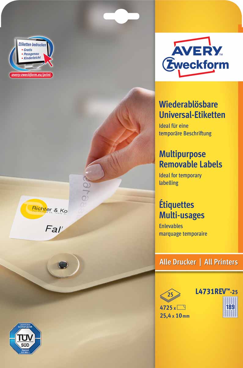 Avery Zweckform Этикетки Stick&Lift 25,4 х 10 мм 25 листов Avery Zweckform Этикетки Stick&Lift 25,4 х 10 мм 25 листов