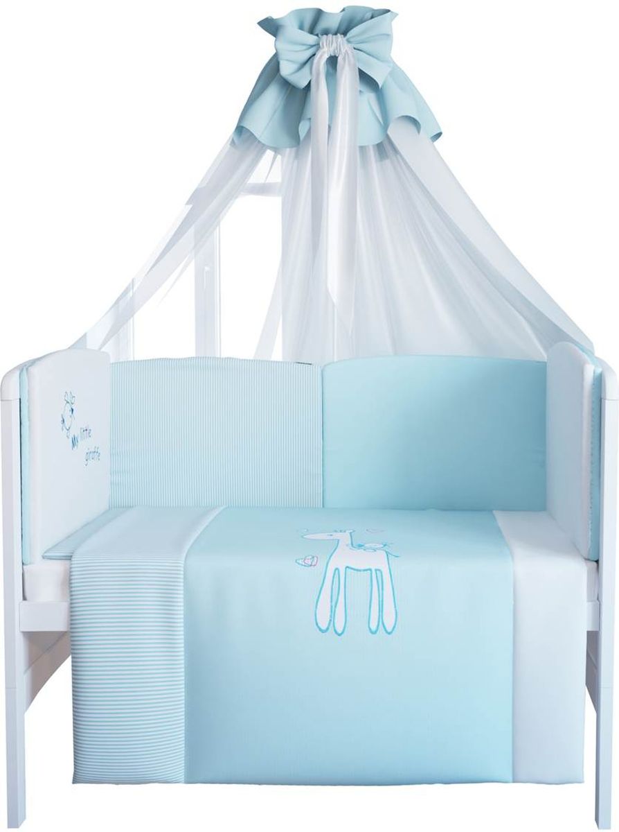 фото Fairy Комплект белья для новорожденных Жирафик цвет белый голубой 7 предметов 1020.100 Fairy (впк)