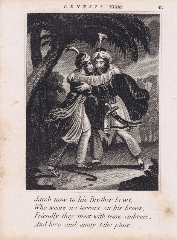 фото Библия. Иаков встречается с Исавом. Офорт. Англия, Лондон, ок. 1850 года