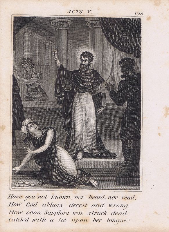 фото Библия. Анания и Сапфира. Офорт. Англия, Лондон, ок. 1850 года