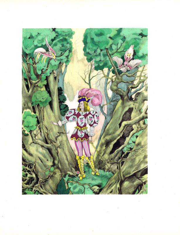 фото Принц в лесу. Сцена из сказки Шарля Перро. Литография, пошуар. Франция, Париж, 1946 год Умберто брунеллески