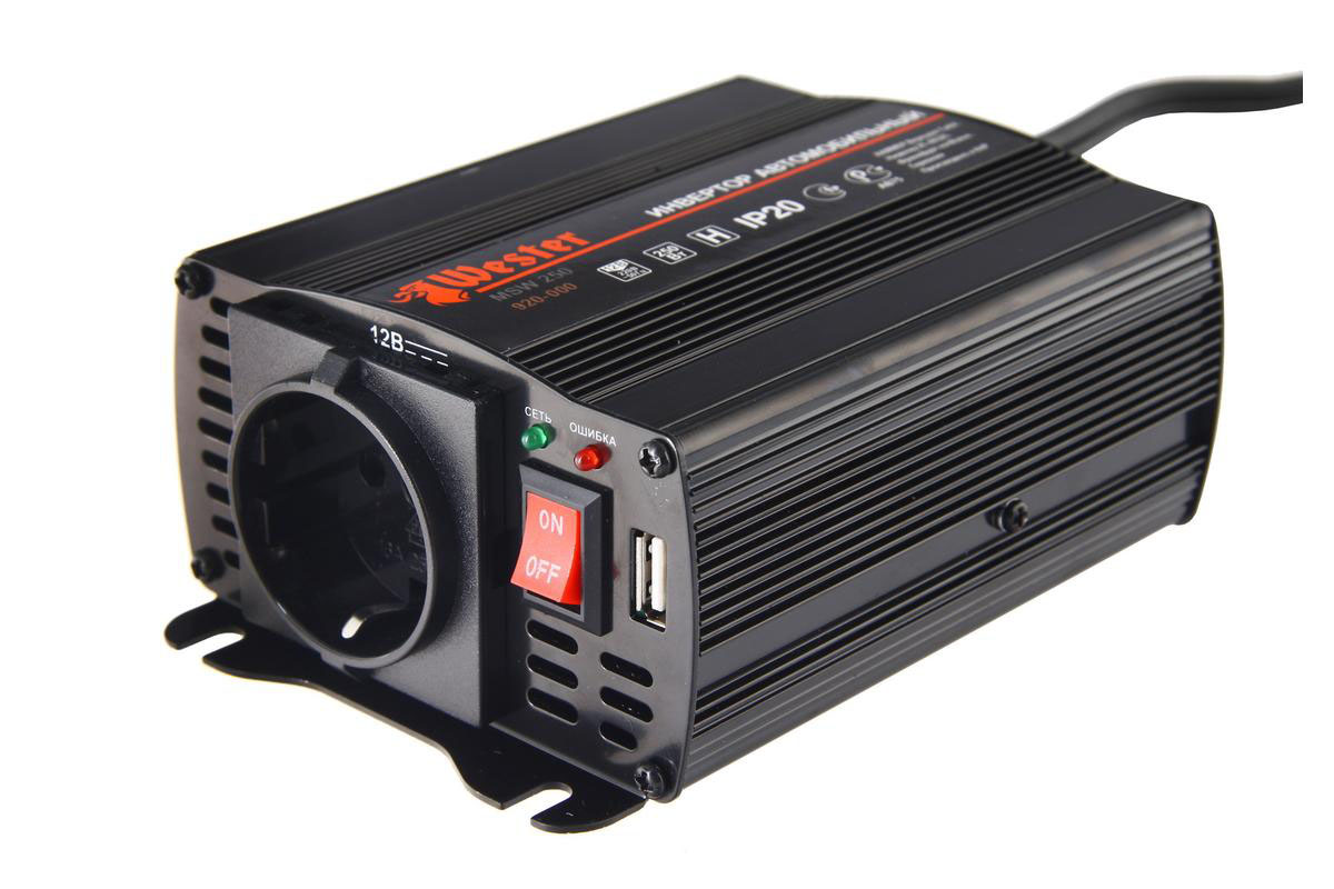 Преобразователь напряжения " Wester" MSW250 , инверторный, 12-220 В+USB