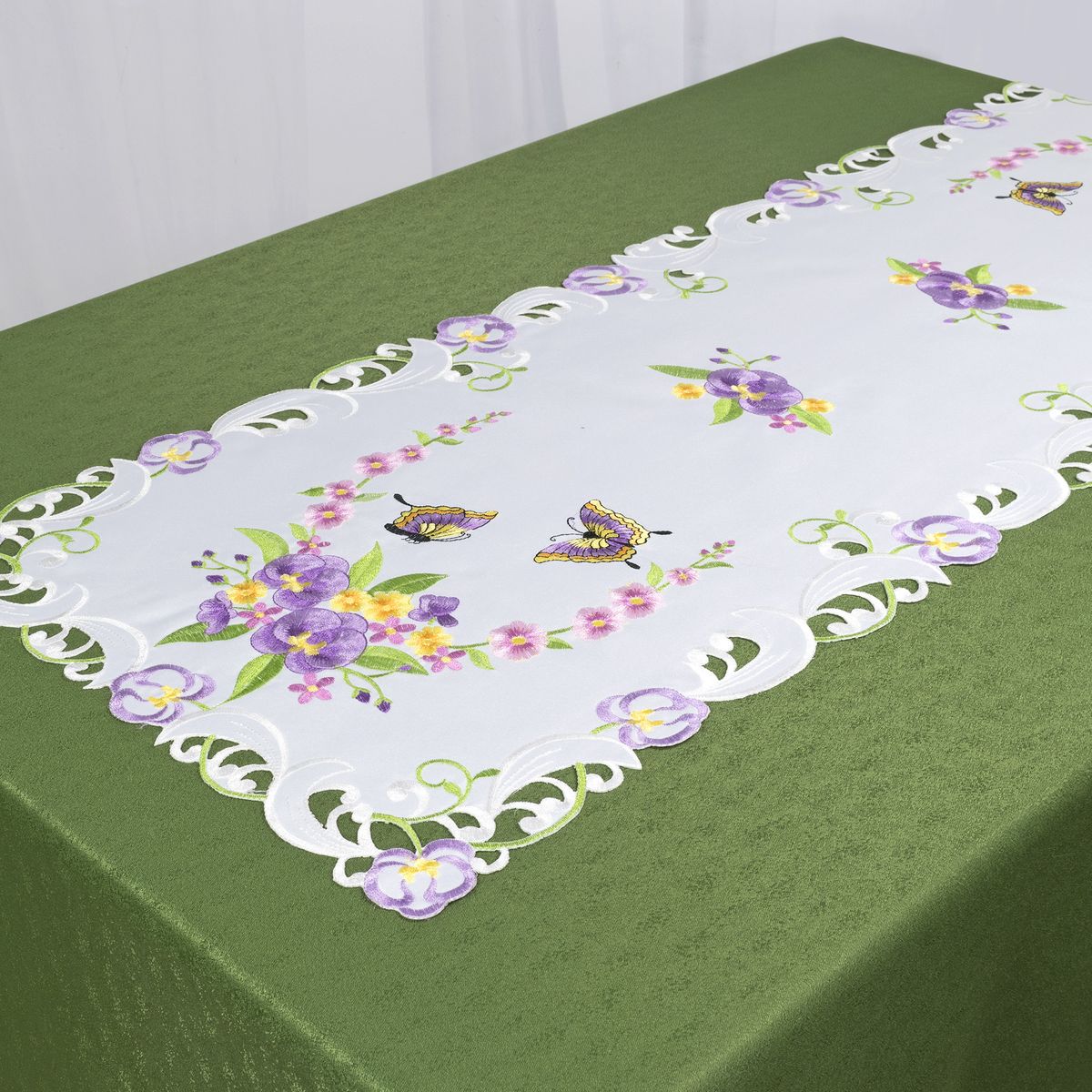 фото Дорожка для декорирования стола "Schaefer", 40 x 110 см, цвет: белый, фиолетовый. 07745-233