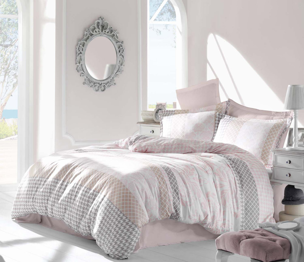 фото Комплект белья Altinbasak "Risha", 2-спальный, наволочки 50х70, цвет: розовый