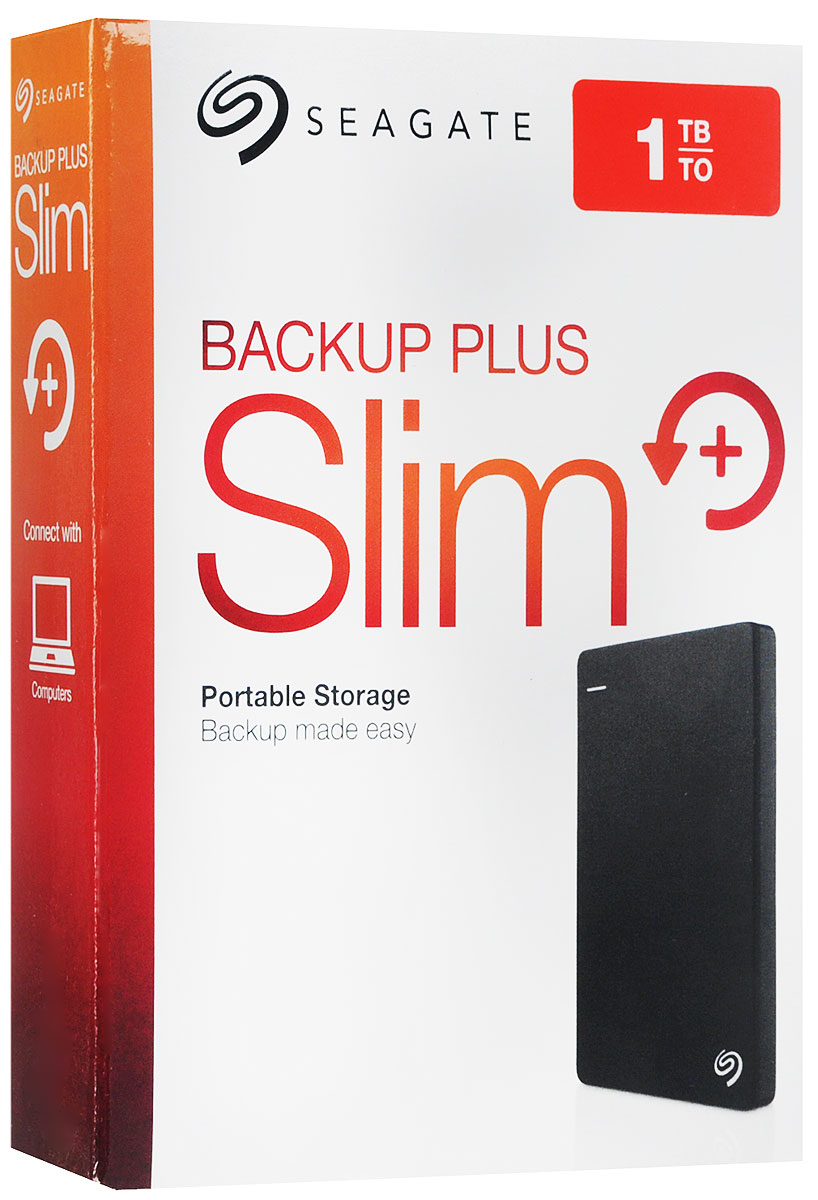 фото Seagate Backup Plus Portable Slim 1TB USB3.0, Black (STDR1000200) внешний жесткий диск