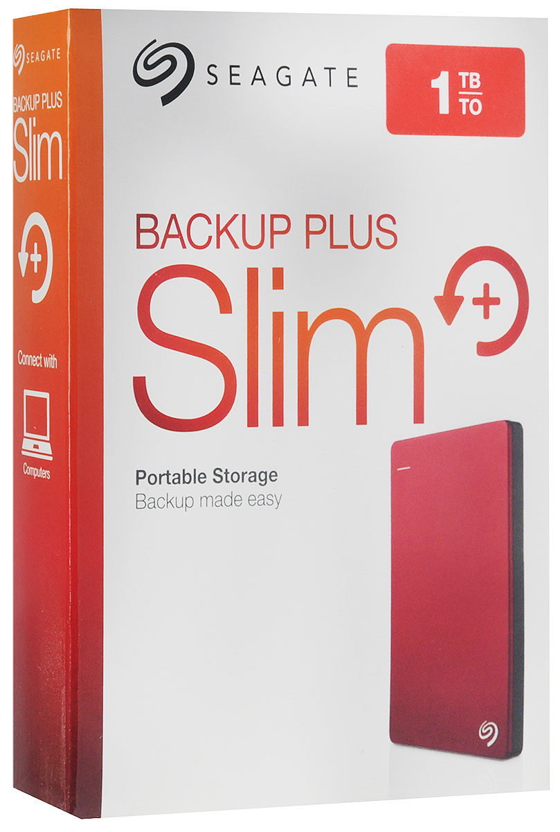 фото Seagate Backup Plus Portable Slim 1TB USB3.0, Red (STDR1000203) внешний жесткий диск