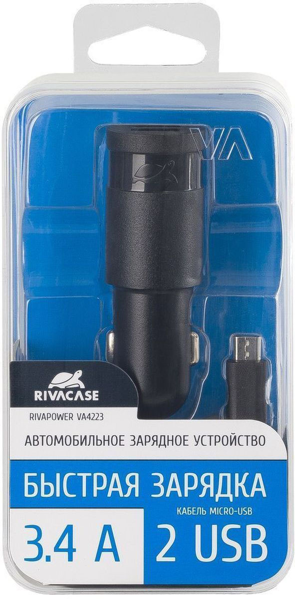 фото Rivapower VA4223 BD1, Black автомобильное зарядное устройство Rivacase