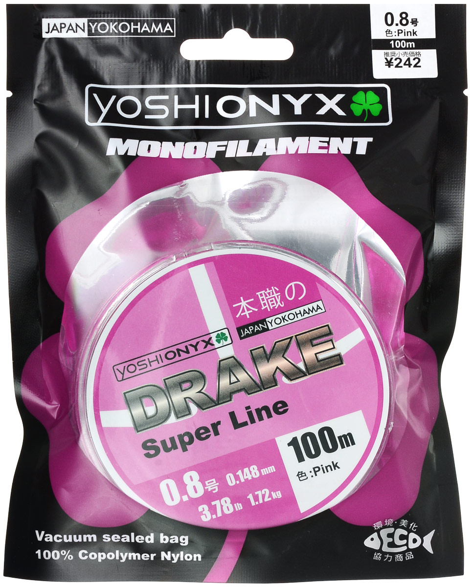 фото Леска Yoshi Onyx "Drake Super Line", цвет: розовый, 100 м, 0,148 мм, 1,72 кг