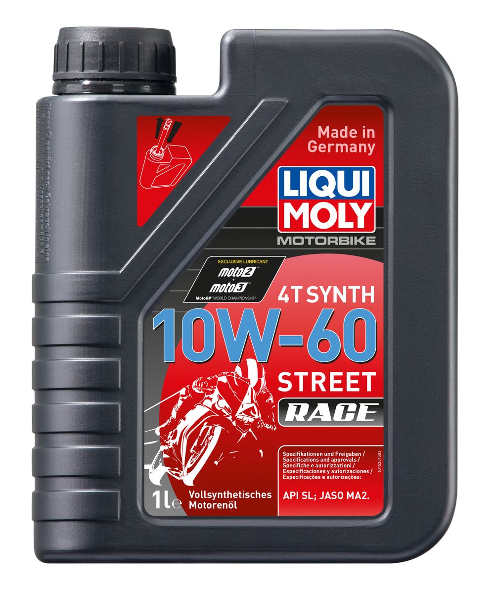 фото Масло моторное Liqui Moly "Motorbike 4T Synth Street Race", синтетическое, 10W-60, 1 л