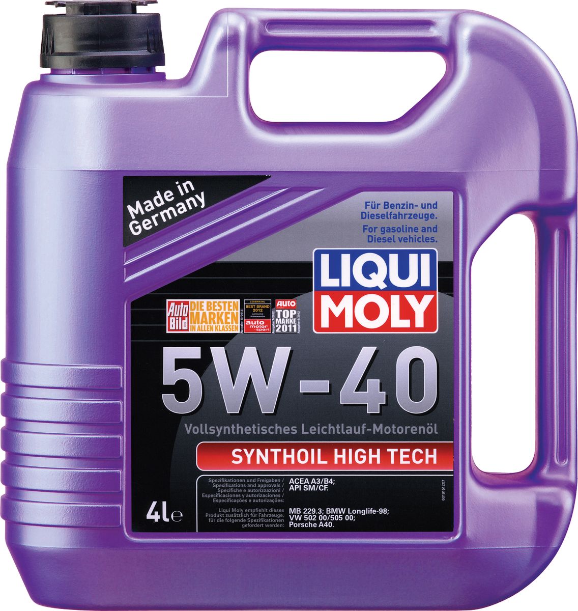 Масло моторное Liqui Moly "Synthoil High Tech", синтетическое, 5W-40, 4 л