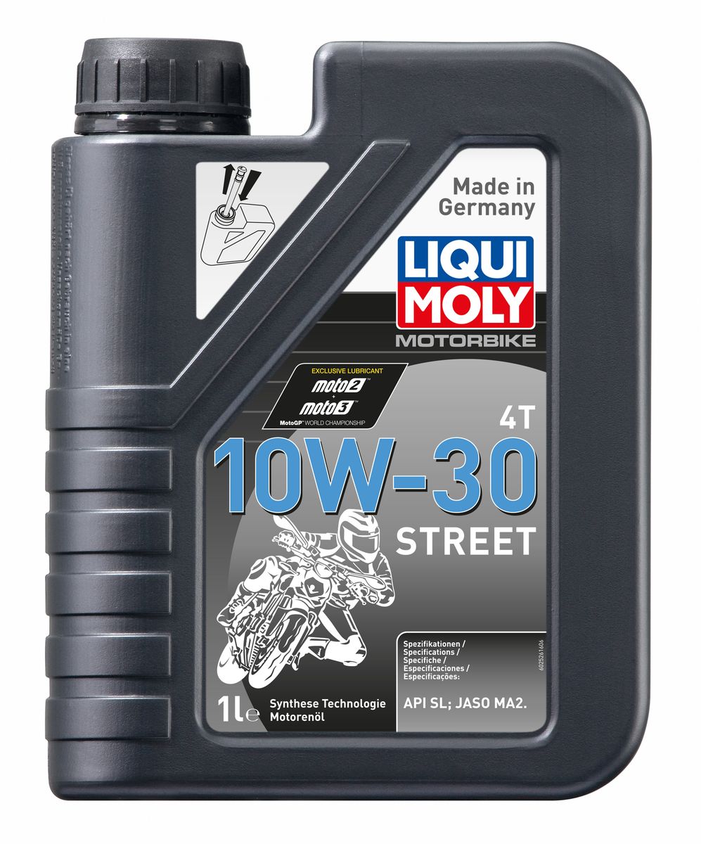 фото Масло моторное Liqui Moly "Motorbike 4T Street", НС-синтетическое, 10W-30, 1 л