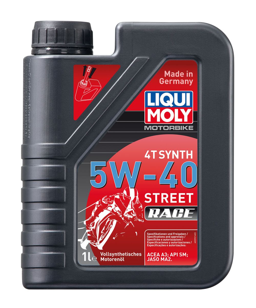 фото Масло моторное Liqui Moly "Motorbike 4T Synth Street Race", синтетическое, 5W-40, 1 л