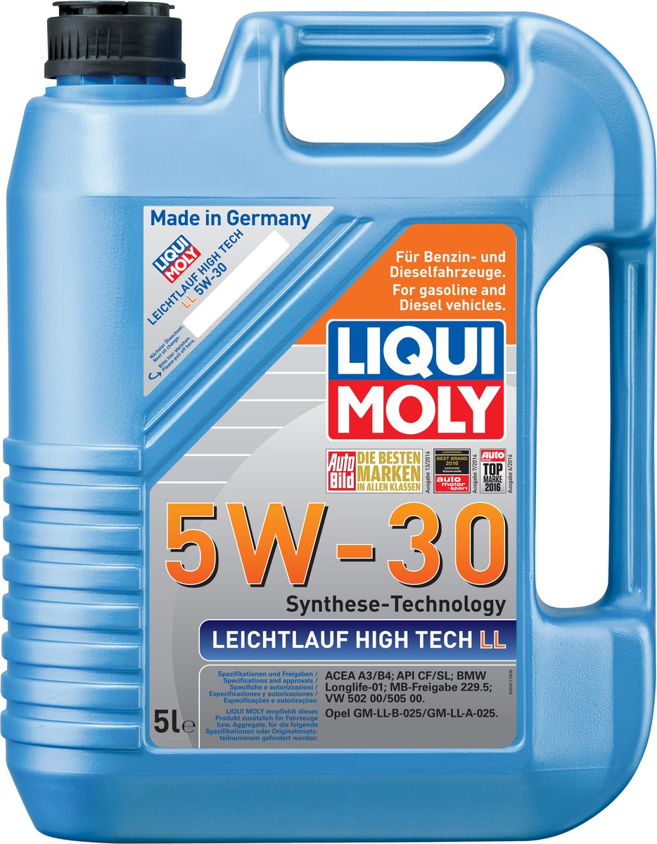 Масло моторное Liqui Moly "Leichtlauf High Tech LL", НС-синтетическое, 5W-30, 5 л