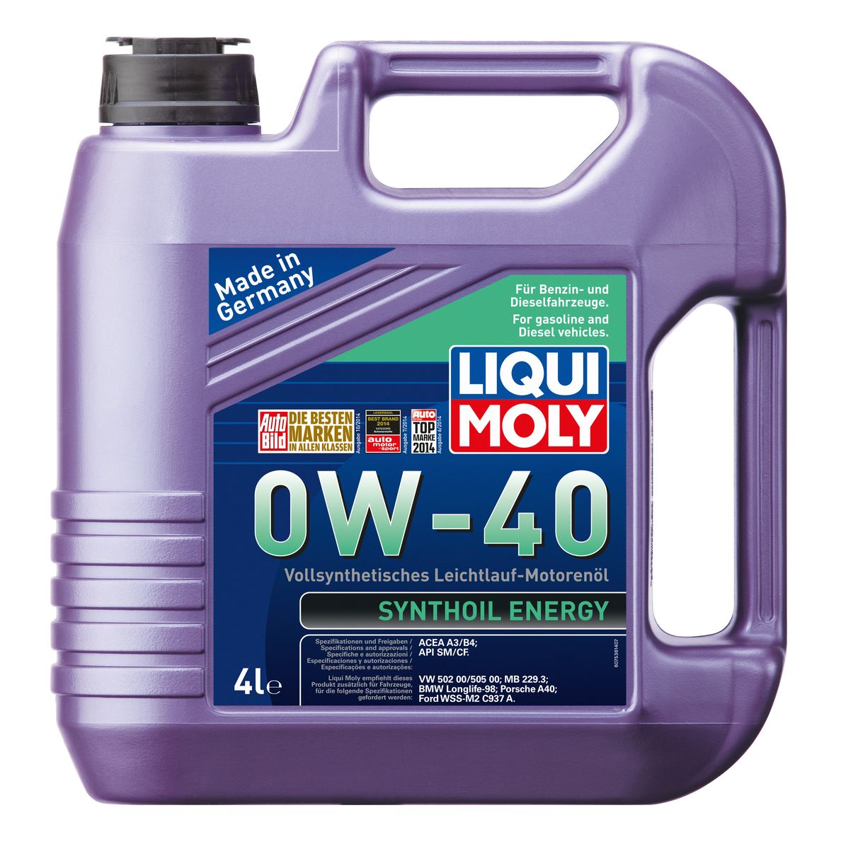 фото Масло моторное Liqui Moly "Synthoil Energy", синтетическое, 0W-40, 4 л