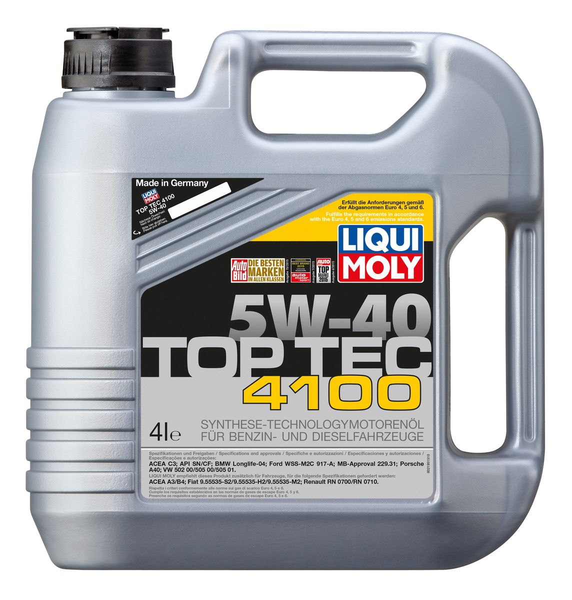 фото Масло моторное Liqui Moly "Top Tec 4100", НС-синтетическое, 5W-40, 4 л