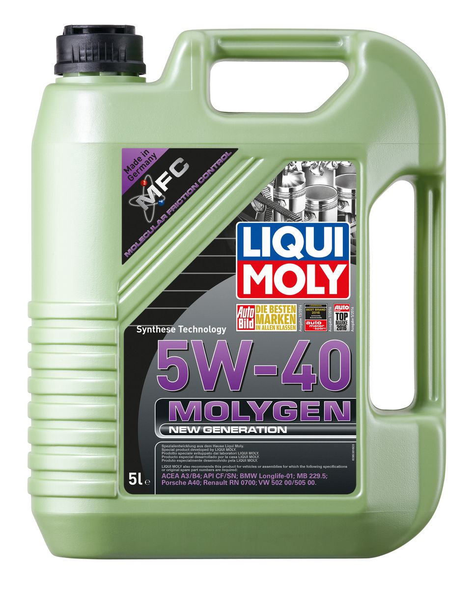 фото Масло моторное Liqui Moly "Molygen New Generation", НС-синтетическое, 5W-40, 5 л