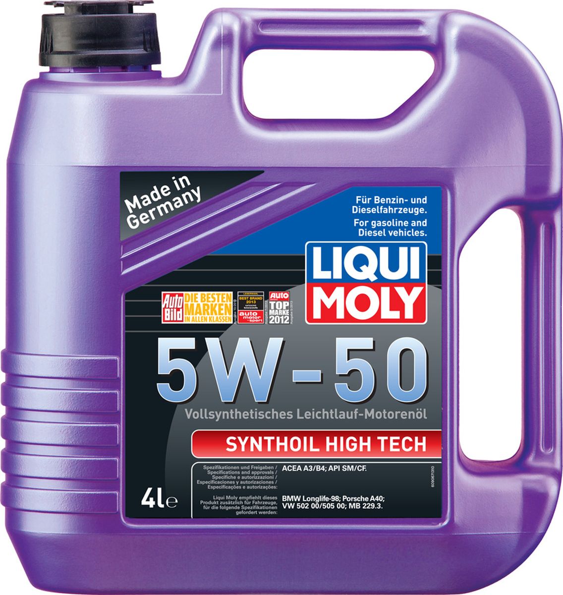 Масло моторное Liqui Moly "Synthoil High Tech", синтетическое, 5W-50, 4 л