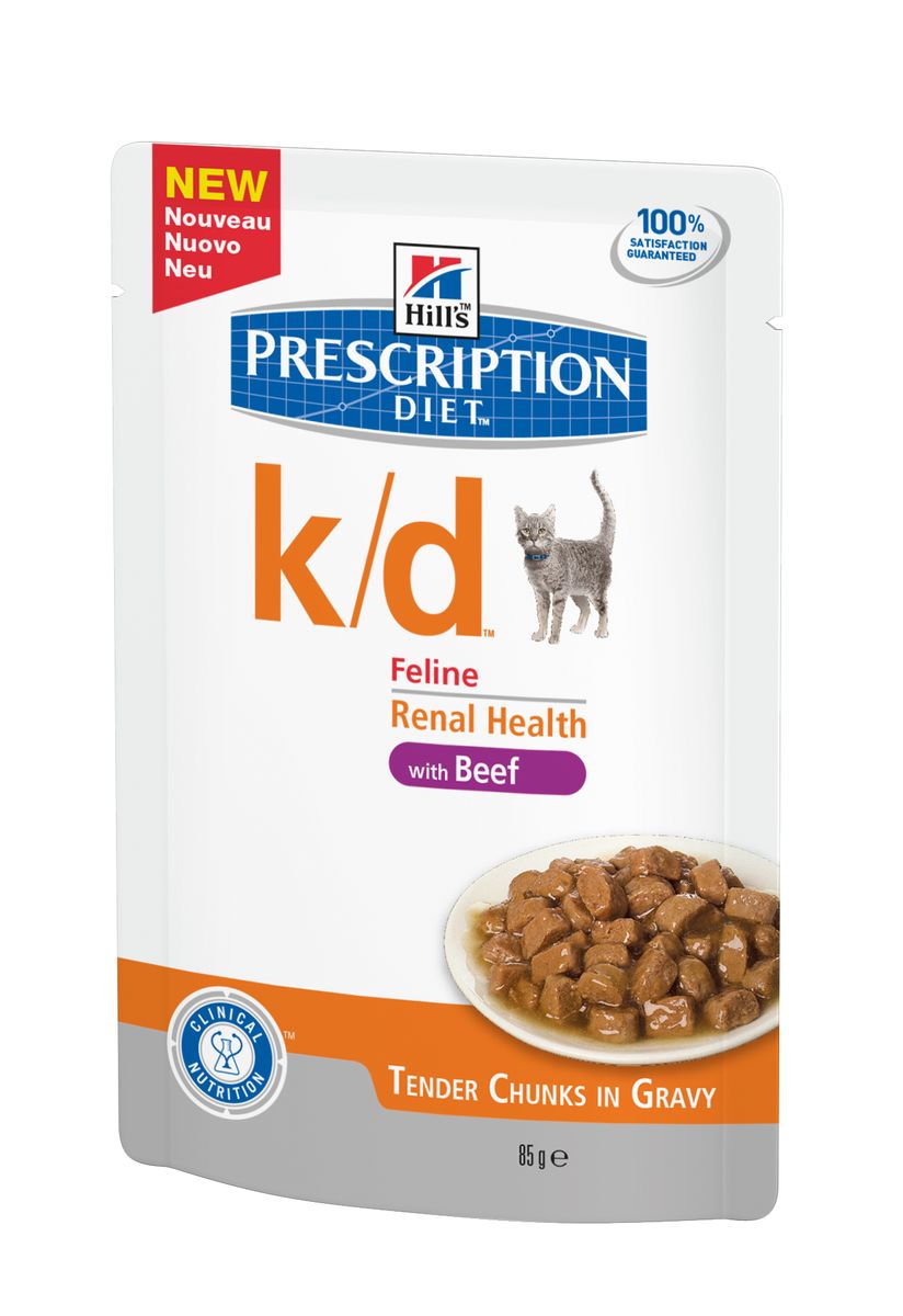 фото Корм влажный Hill's Prescription Diet k/d Kidney Care для кошек для поддержания здоровья почек, с говядиной, 85 г