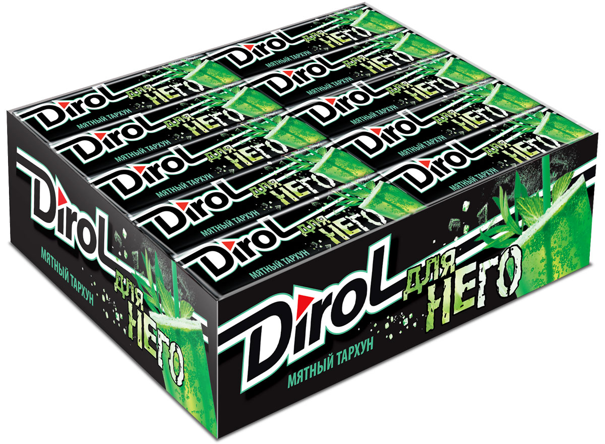 Dirol Жевательная резинка "Мята и Тархун" без сахара, 30 пачек по 13,6 ...