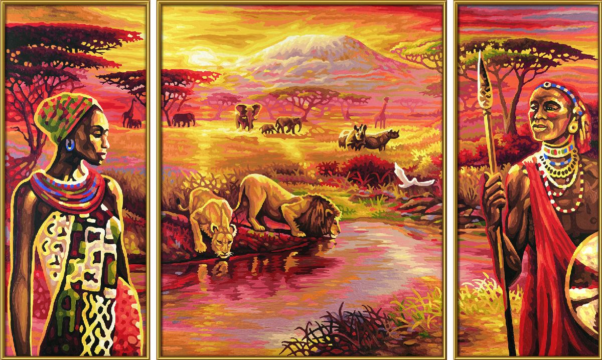 фото Набор для рисования по номерам Schipper "Килиманджаро", триптих, 50 х 80 см