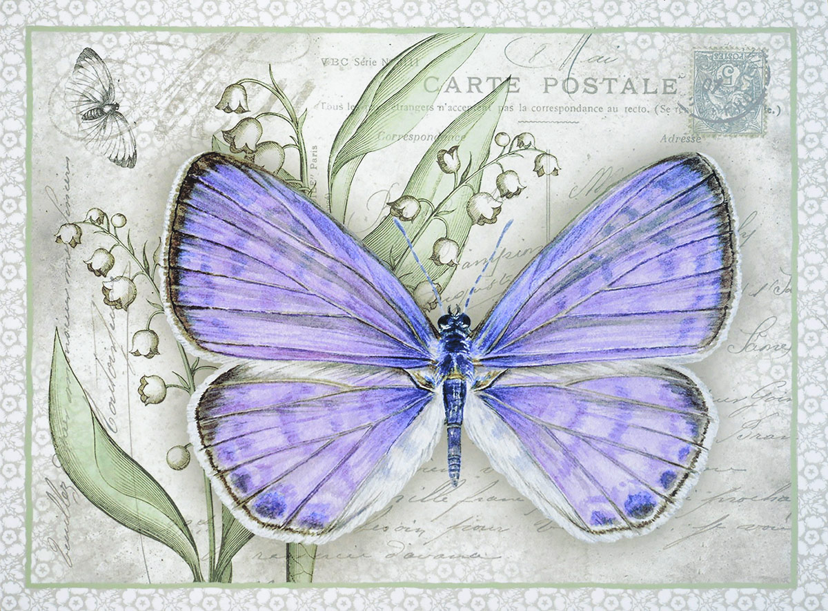 фото Картина-репродукция без рамки Magic Home "Сиреневая бабочка", 30 х 40 см