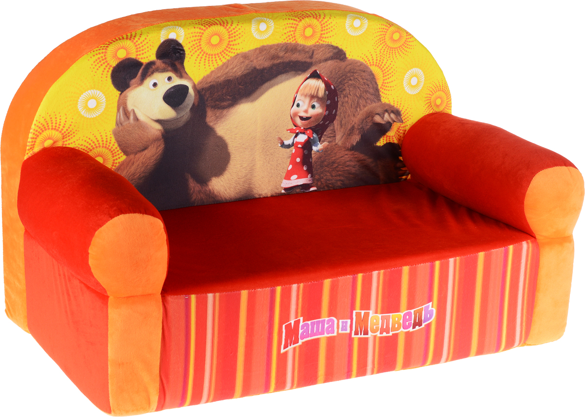 фото СмолТойс Мягкая игрушка Диван Маша и Медведь цвет оранжевый красный