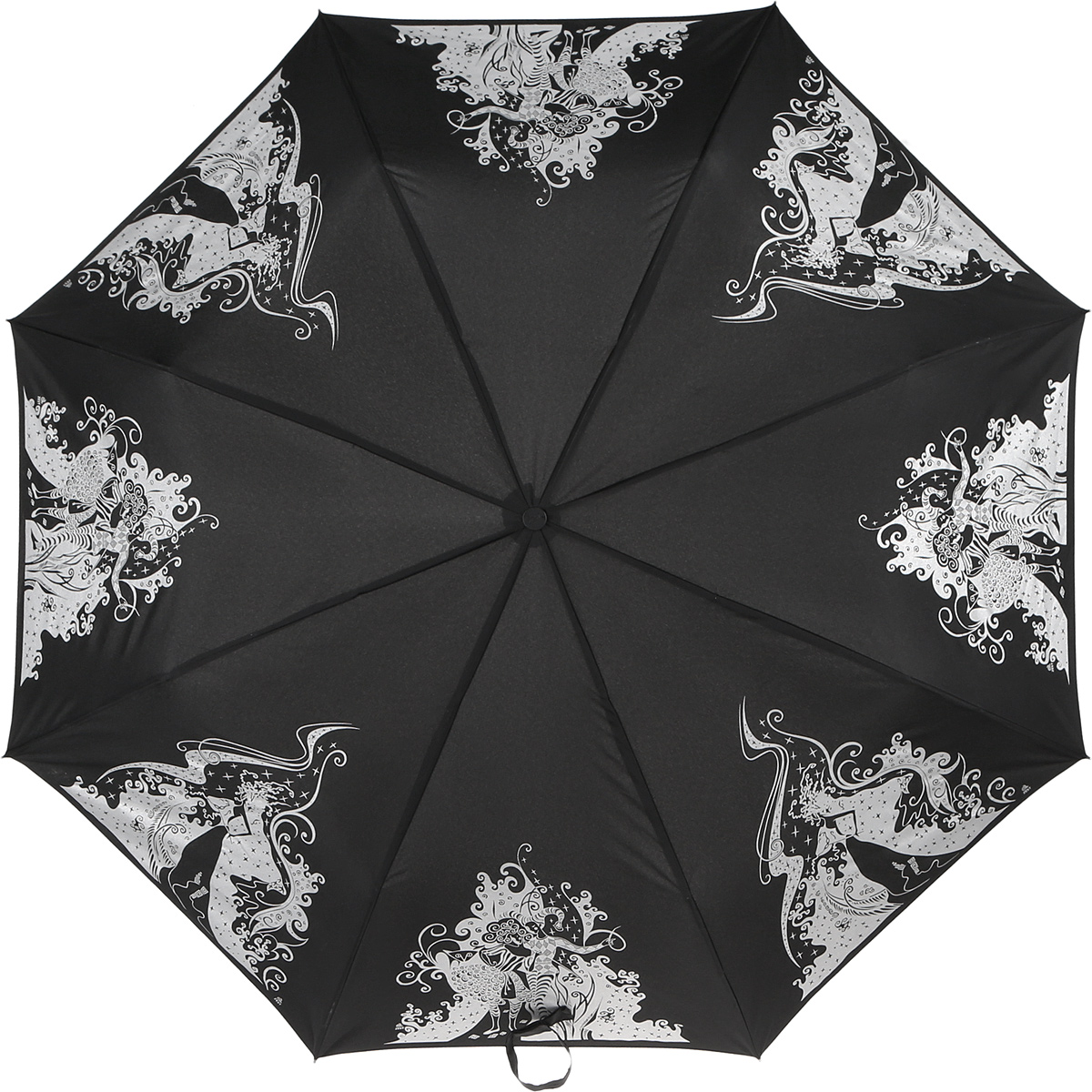 Зонт женский Zest, автомат, 3 сложения, цвет: черный, белый. 23849-1338