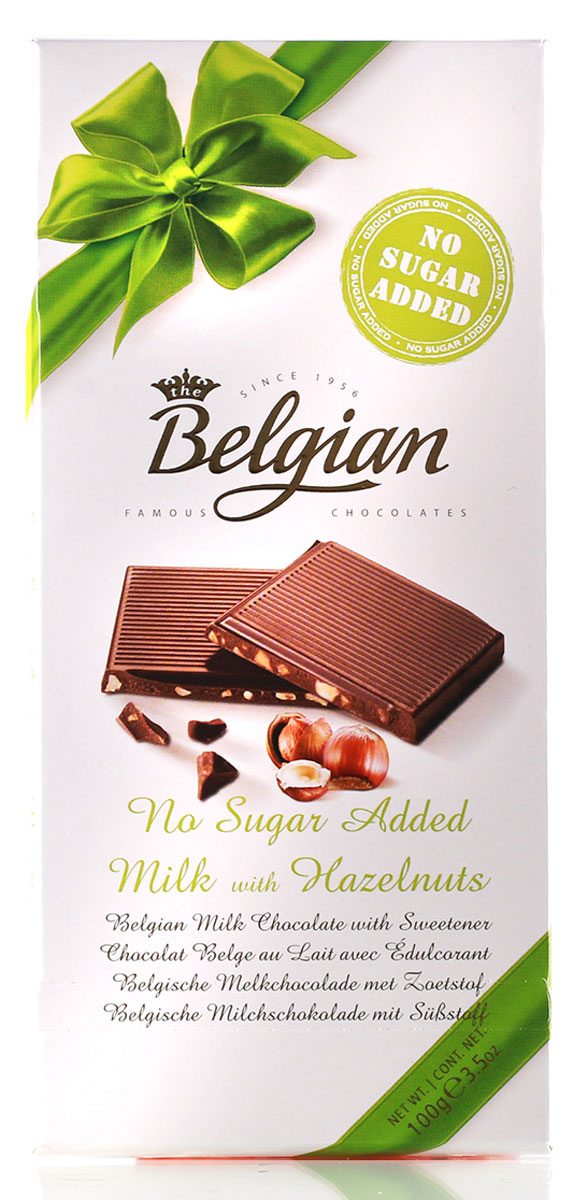 The Belgian Шоколад молочный без сахара с орехами, 100 г