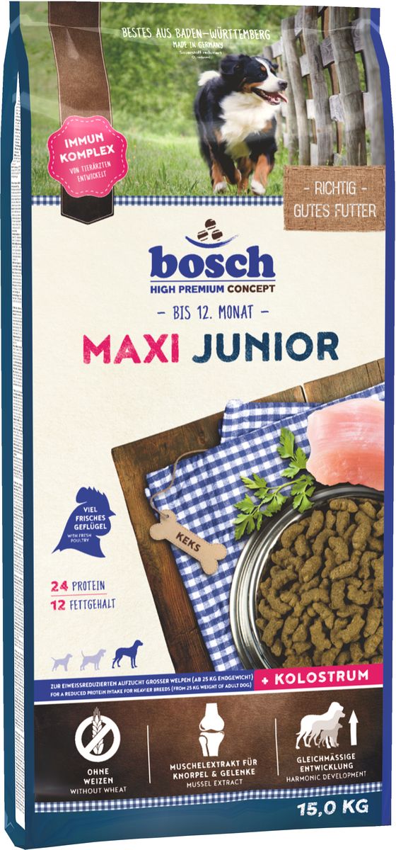 фото Корм сухой Bosch "Junior Maxi" для щенков гигантских пород, 15 кг Bosch tiernahrung