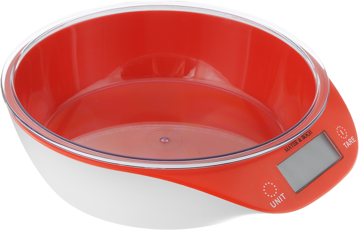 фото Весы кухонные "Mayer & Boch", с чашей, цвет: красный, белый, до 5 кг
