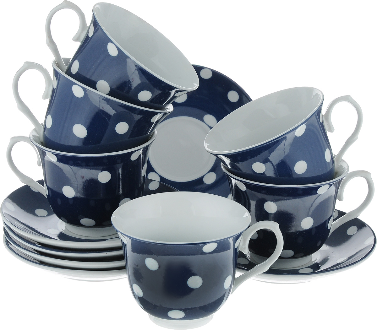 фото Набор чайный "Loraine", цвет: белый, темно-синий, 12 предметов. 25905